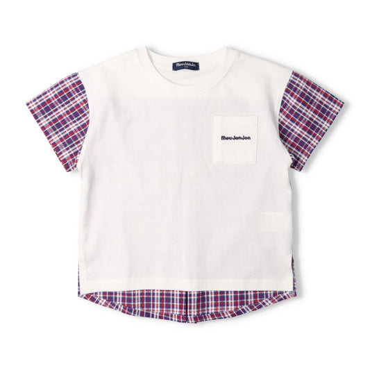 Japanese Moujonjon Checkered Patchwork Top 80-140cm Boys Summer TOPS 