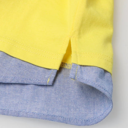 Japanese Moujonjon Rainbow Splicing Short Sleeve Top 80-140cm Boys Summer TOPS 