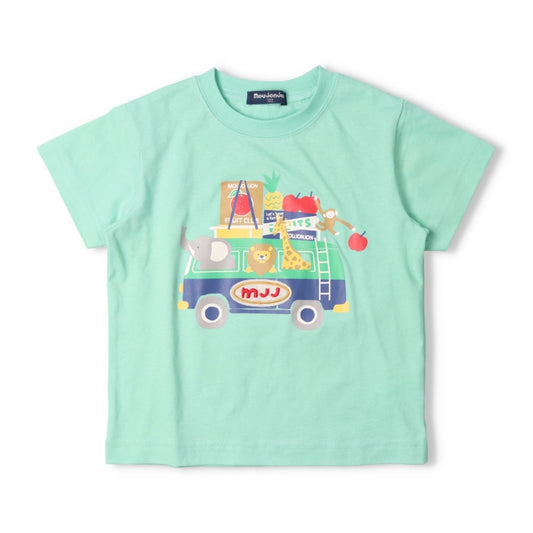 Japanese Moujonjon Fruit and Animal Print Short-Sleeved Top 80-130cm Boys Summer TOPS 