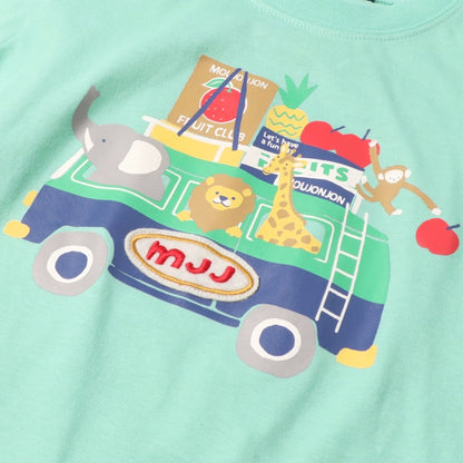 Japanese Moujonjon Fruit and Animal Print Short-Sleeved Top 80-130cm Boys Summer TOPS 