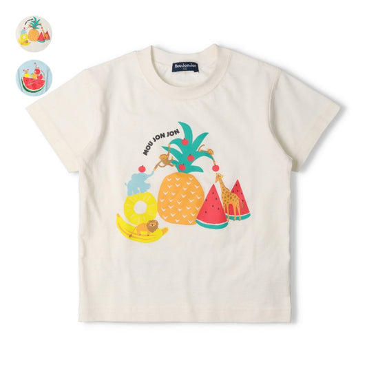 Japanese Moujonjon Fruit and Animal Print Short-Sleeved Top 80-130cm Boys Summer TOPS 