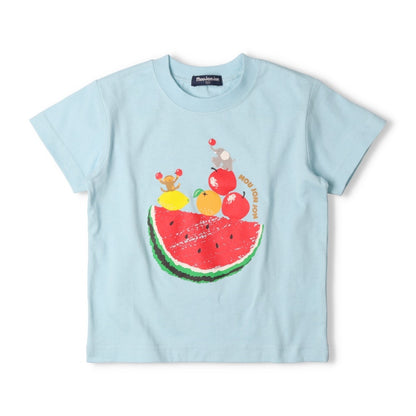 Japanese Moujonjon Fruit and Animal Print Short-Sleeved Top 80-130cm Boys Summer TOPS 