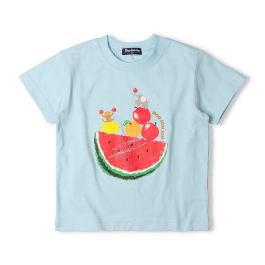 Japanese Moujonjon Fruit and Animal Print Short-Sleeved Top 80-130cm Boys Summer TOPS 