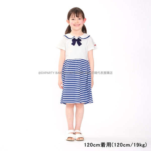 日本童裝 Moujonjon 蝴蝶結條紋連身裙 80-140cm 女童款 夏季 DRESSES