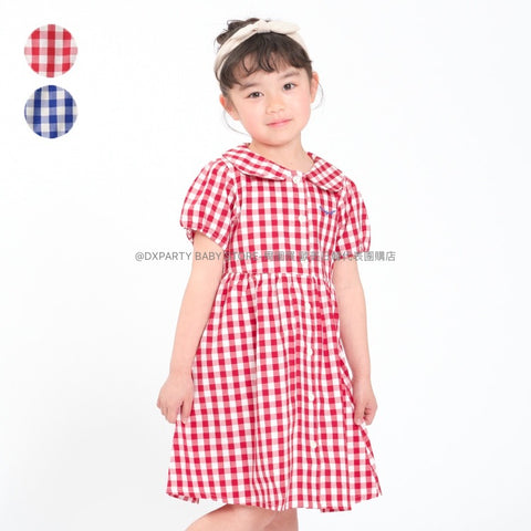 日本童裝 Moujonjon 格仔連身裙 90-140cm 女童款 夏季 DRESSES