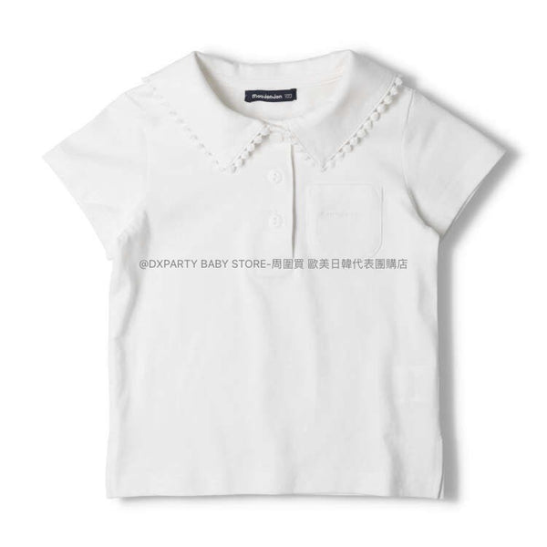 日本童裝 Moujonjon 珍珠點點領polo上衣 80-140cm 女童款 夏季 TOPS