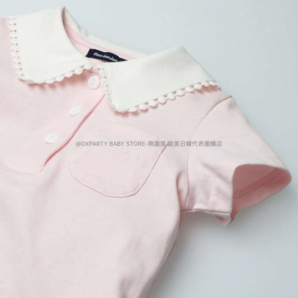 日本童裝 Moujonjon 珍珠點點領polo上衣 80-140cm 女童款 夏季 TOPS