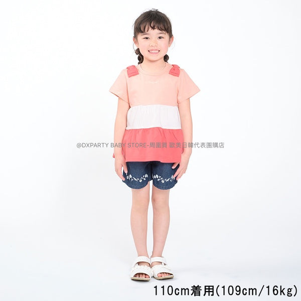 日本童裝 Moujonjon 蝴蝶結雙肩上衣 80-140cm 女童款 夏季 TOPS