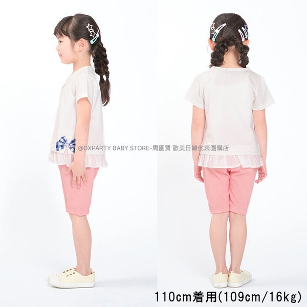 日本童裝 Moujonjon 假兩件紗邊上衣 80-140cm 女童款 夏季 TOPS