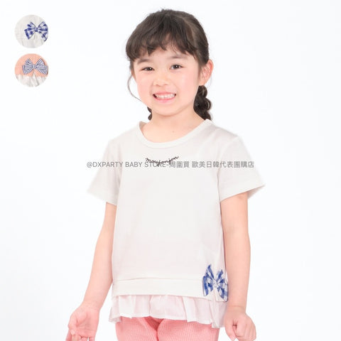 日本童裝 Moujonjon 假兩件紗邊上衣 80-140cm 女童款 夏季 TOPS