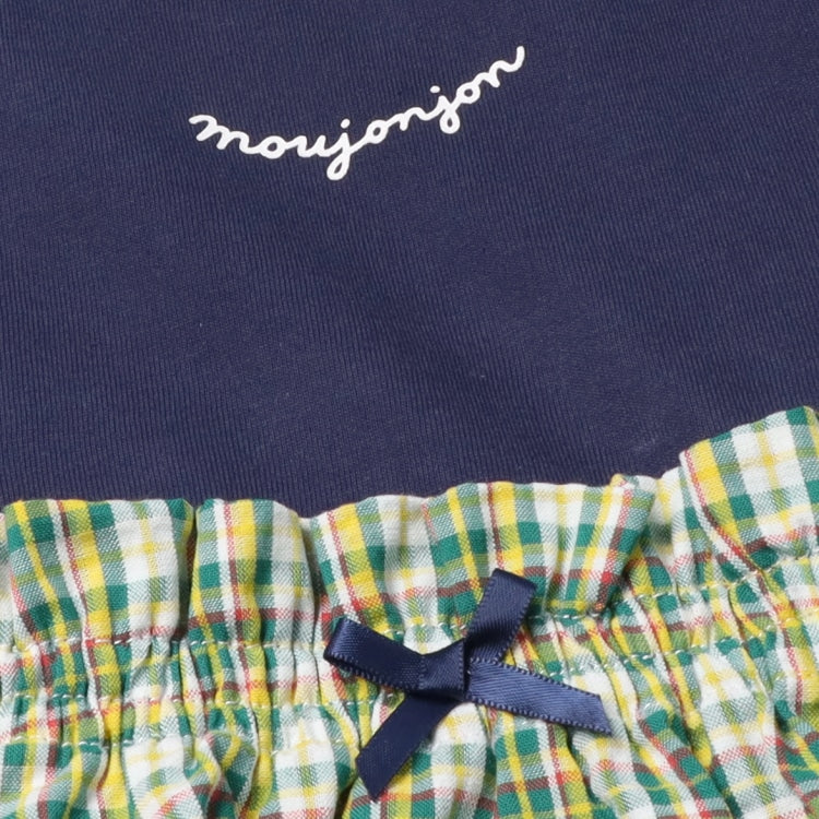 Japanese Moujonjon Checkered Patchwork Dress 80-140cm Girls Summer Dresses 