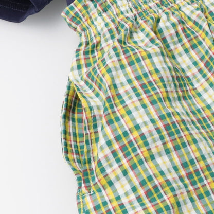 Japanese Moujonjon Checkered Patchwork Dress 80-140cm Girls Summer Dresses 