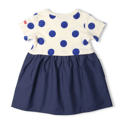 Japanese Moujonjon Polka Dot Splicing Dress 80-140cm Girls Summer Dresses 