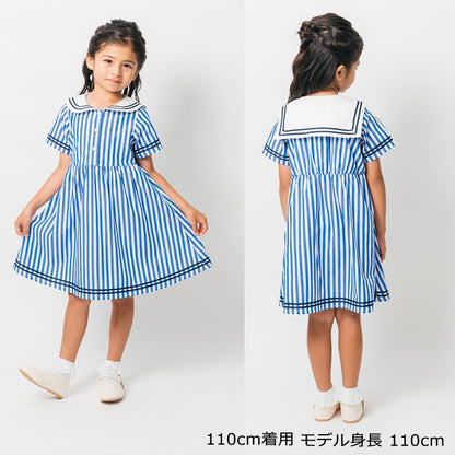 Japanese Moujonjon Sailor-Style Dress (90-140cm) for Girls Summer 