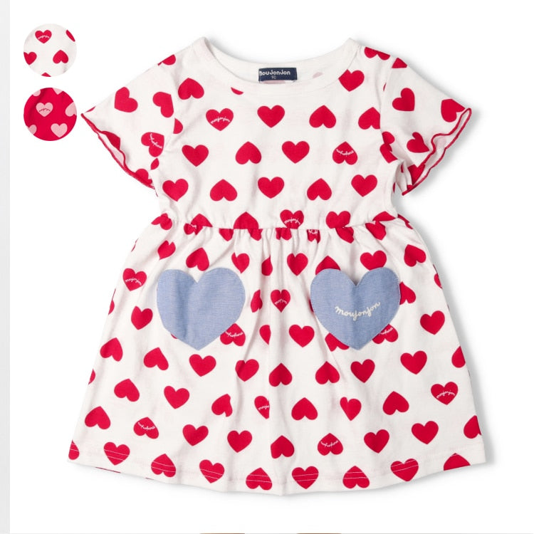 日本童裝 Moujonjon 心形印花連身裙 80-140cm 女童款 夏季 DRESSES