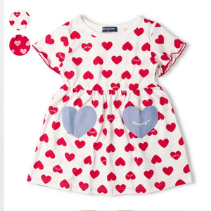 日本童裝 Moujonjon 心形印花連身裙 80-140cm 女童款 夏季 DRESSES