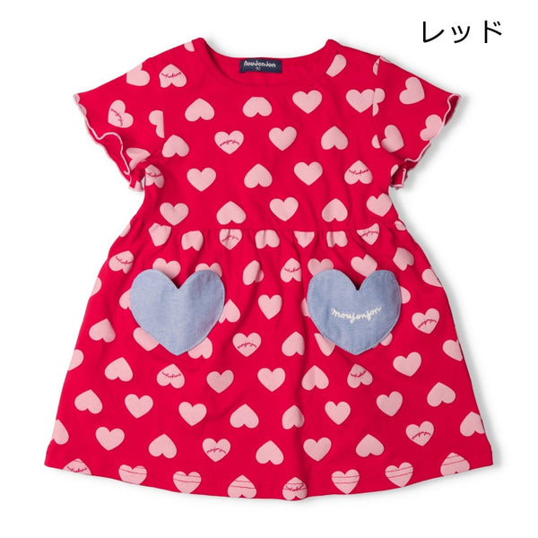 日本童裝 Moujonjon 心形印花連身裙 80-140cm 女童款 夏季 DRESSES