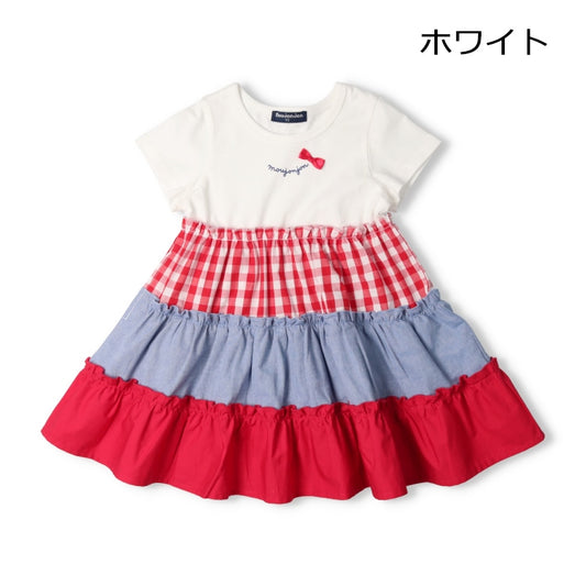 Japanese Moujonjon Patchwork Dress 80-140cm Girls Summer Dresses 
