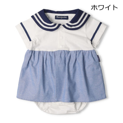 Moujonjon Japanese Children's Clothing Sailor Style Jumpsuit 70-80cm Girls Newborn Summer Jumpsuit 
