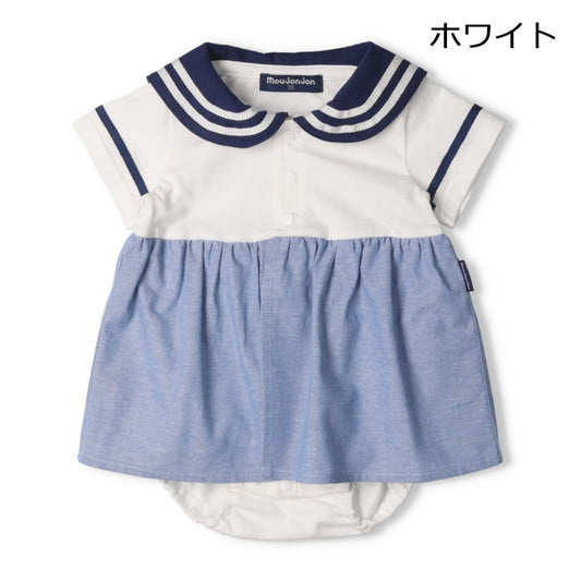 Moujonjon Japanese Children's Clothing Sailor Style Jumpsuit 70-80cm Girls Newborn Summer Jumpsuit 