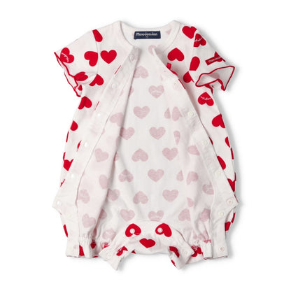 Moujonjon Japanese Children's Clothing Heart-shaped Jumpsuit 70-80cm Girls' Newborn Summer Jumpsuit 