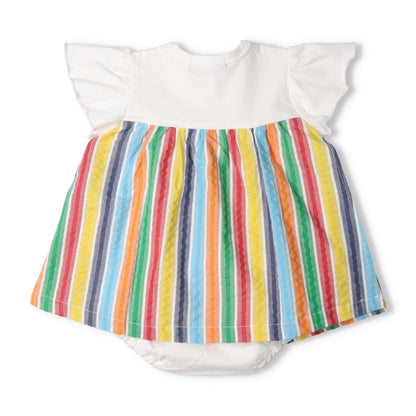 Japanese Moujonjon Rainbow Striped Jumpsuit 70-80cm Girls' Summer Jumpsuit for Newborns 