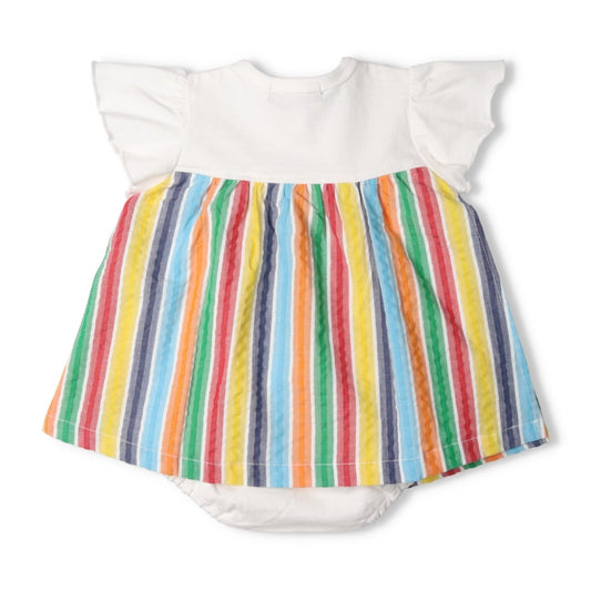 Japanese Moujonjon Rainbow Striped Jumpsuit 70-80cm Girls' Summer Jumpsuit for Newborns 