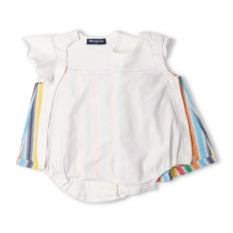 Japanese Moujonjon Rainbow Striped Jumpsuit 70-80cm Girls' Summer Jumpsuit for Newborns 