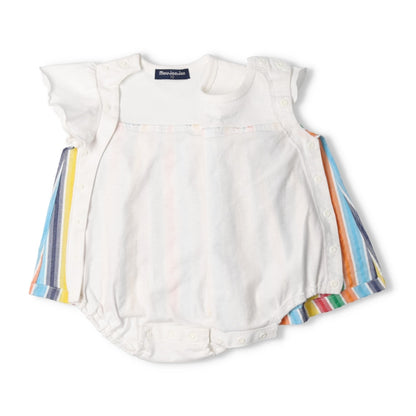 Japanese Moujonjon Rainbow Striped Jumpsuit 70-80cm Girls' Summer Jumpsuit for Newborns 