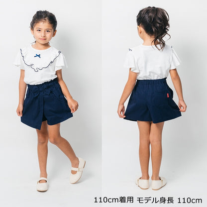 Japanese Moujonjon children's clothing bow ruffle short-sleeved top 80-140cm girls summer TOPS 