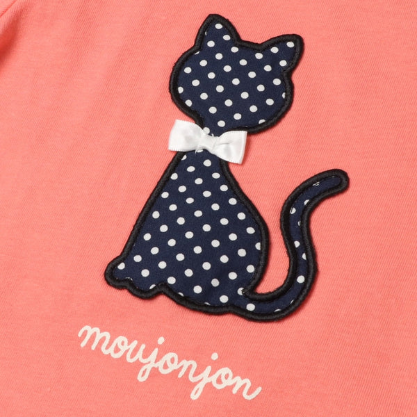 日本童裝 Moujonjon 熊和貓貼花短袖上衣 80-140cm 女童款 夏季 TOPS