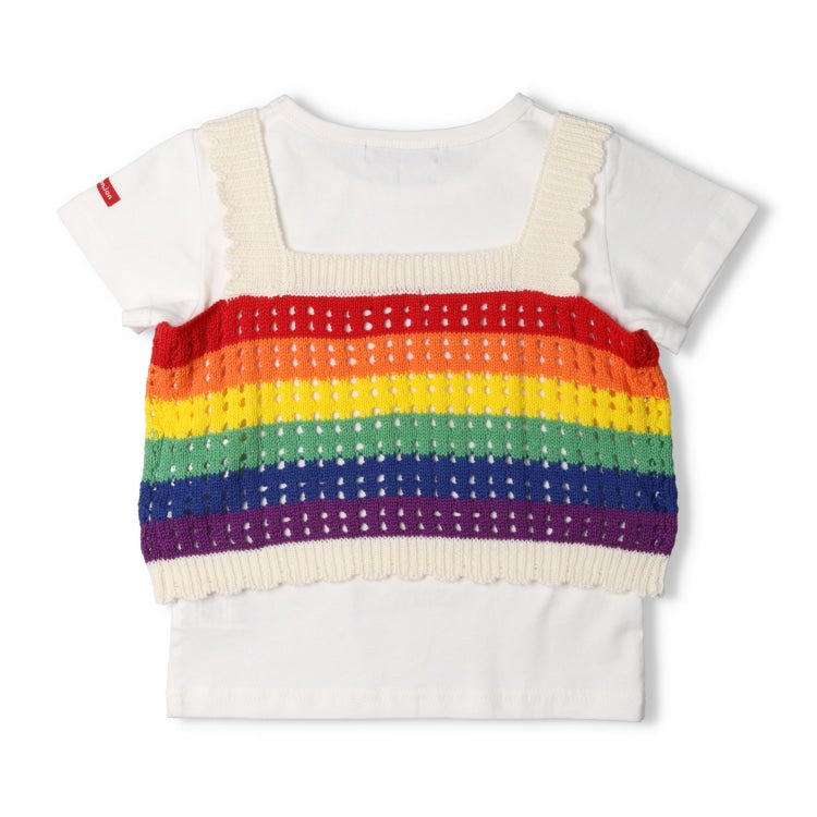 Japanese Moujonjon children's clothing knitted suspenders and tops set 90-140cm girls summer TOPS 