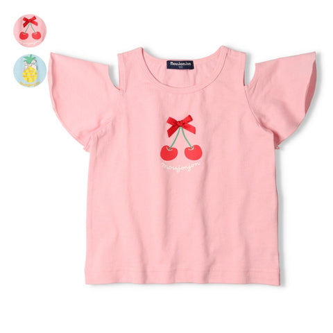 日本童裝 Moujonjon 水果圖案露肩上衣 80-130cm 女童款 夏季 TOPS