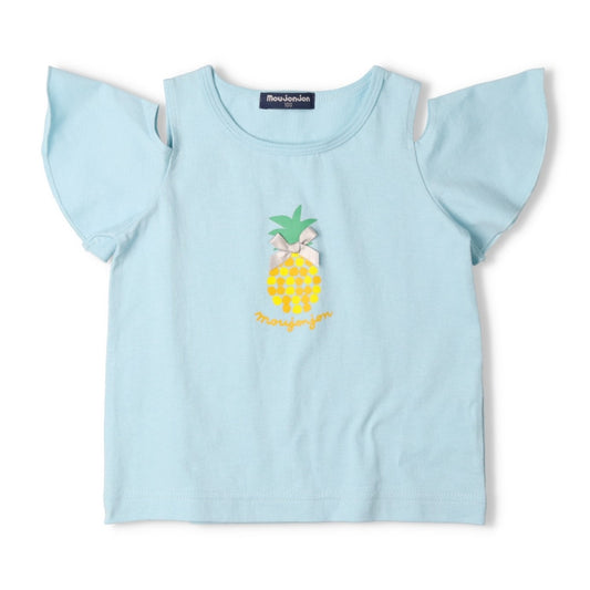Japanese Moujonjon Fruit Pattern Off-the-Shoulder Top 80-130cm Girls Summer TOPS 