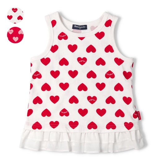 Moujonjon Japanese Children's Clothing Heart Lace Vest 80-140cm Girls Summer TOPS 