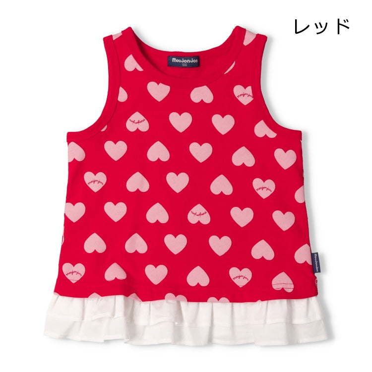 Moujonjon Japanese Children's Clothing Heart Lace Vest 80-140cm Girls Summer TOPS 