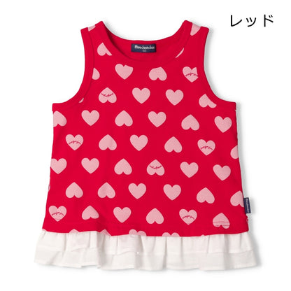 Moujonjon Japanese Children's Clothing Heart Lace Vest 80-140cm Girls Summer TOPS 