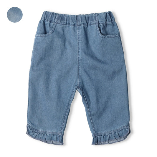 Moujonjon Japanese children's clothing cold contact denim cropped trousers 90-140cm girls summer PANTS 