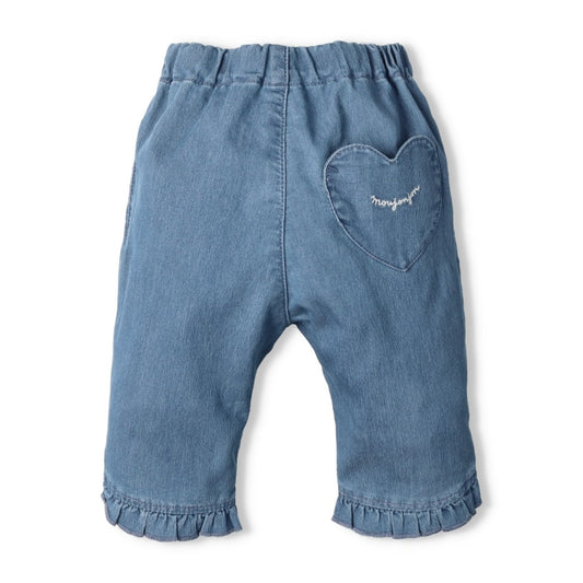 Moujonjon Japanese children's clothing cold contact denim cropped trousers 90-140cm girls summer PANTS 