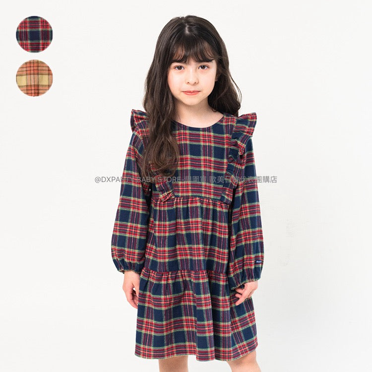 日本童裝 Moujonjon 格仔連身裙 90-140cm 女童款 秋季 DRESSES