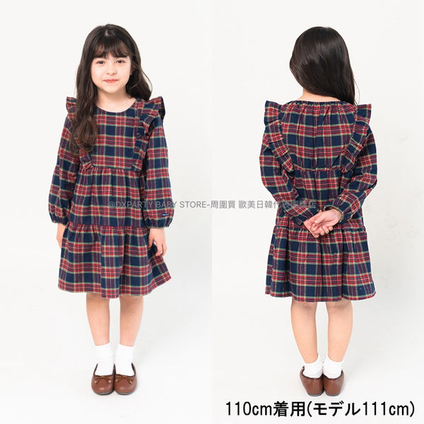 日本童裝 Moujonjon 格仔連身裙 90-140cm 女童款 秋季 DRESSES