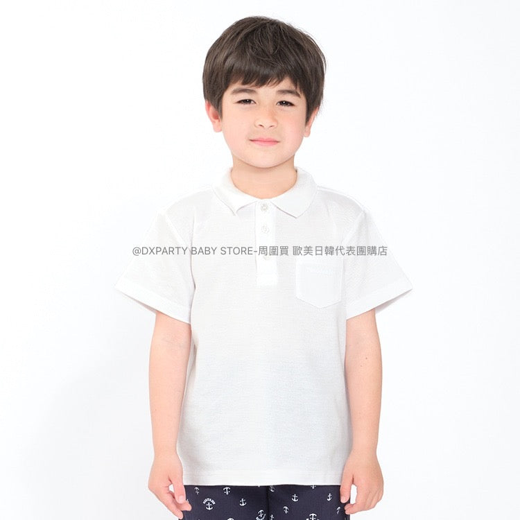 日本童裝 Moujonjon 純白色polo上衣 100-160cm 男童款 夏季 TOPS