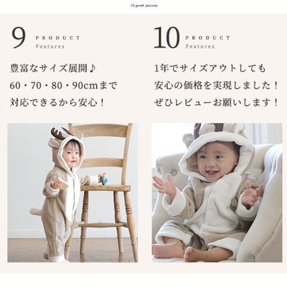 日本童裝 聖誕麋鹿連衣 60-90cm 男童款/女童款 初生嬰兒 Christmas 聖誕快樂特輯 聖誕服裝/飾物配件