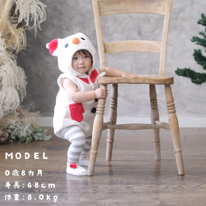 日本童裝 聖誕雪人連帽連衣 70-80cm 男童款/女童款 初生嬰兒 Christmas 聖誕快樂特輯 聖誕服裝/飾物配件