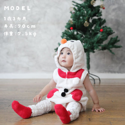 日本童裝 聖誕雪人連帽連衣 70-80cm 男童款/女童款 初生嬰兒 Christmas 聖誕快樂特輯 聖誕服裝/飾物配件