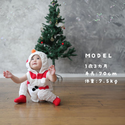 日本童裝 聖誕雪人連帽連衣 70-80cm 男童款/女童款 初生嬰兒 Christmas 聖誕快樂特輯 聖誕服裝/飾物配件