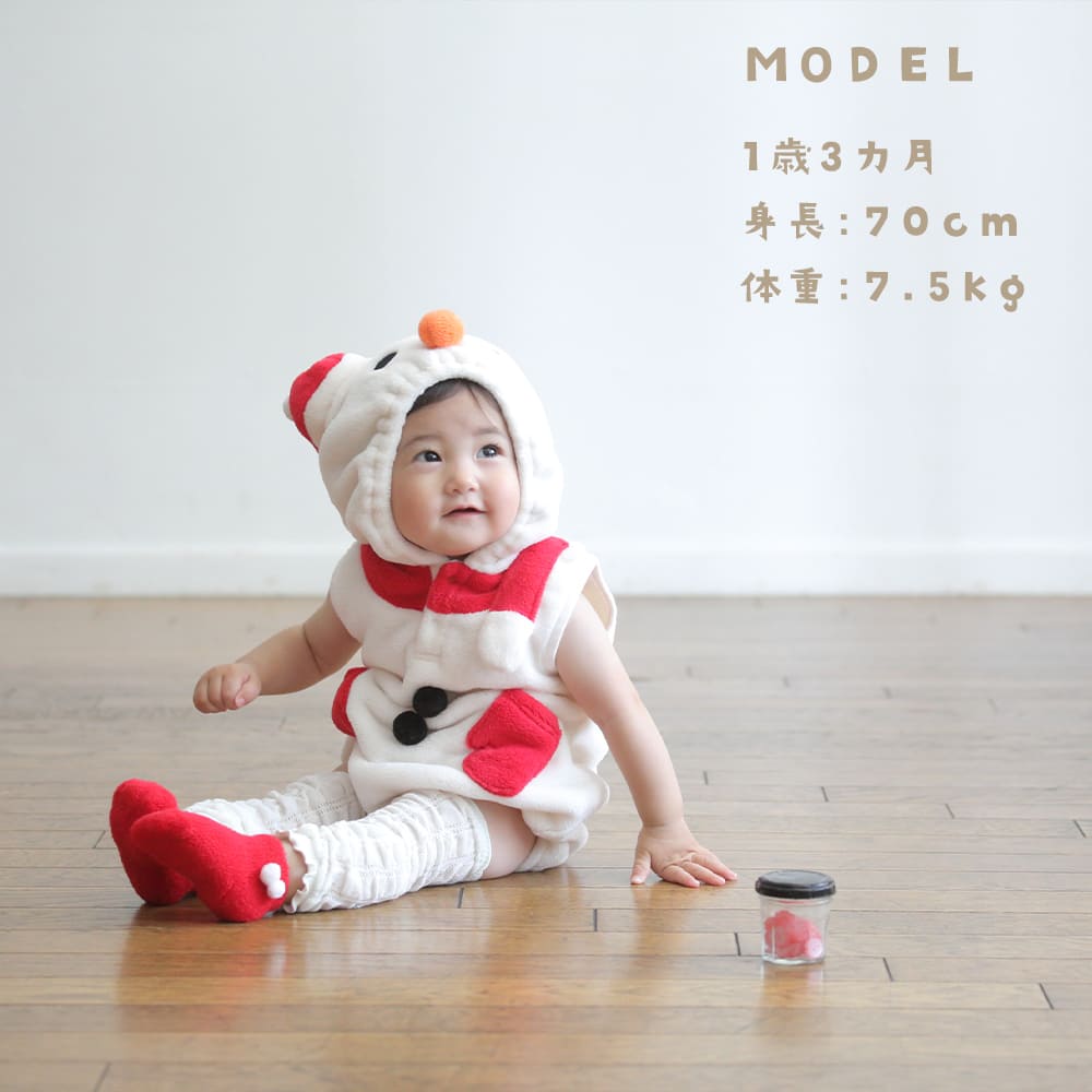 日本童裝 聖誕雪人連帽連衣 70-80cm 男童款/女童款 初生嬰兒 Christmas 聖誕快樂特輯 聖誕服裝/飾物配件