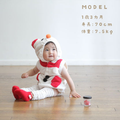 日本童裝 聖誕雪人連帽連衣 70-80cm 男童款/女童款 初生嬰兒 Christmas 聖誕快樂特輯 聖誕服裝/飾物配件