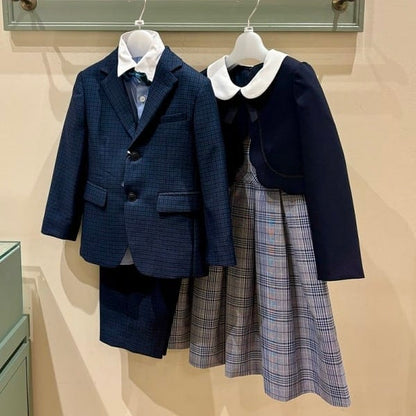 Japanese children's clothing BEAMS mini suit three-piece suit with tie 110-130cm boys' summer outerwear tops pants interviews/banquets/performances 