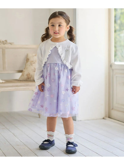 Japanese children's clothing aF#a325 Floral tulle dress 100-150cm Girls summer dresses for interviews/banquets/performances 